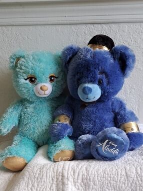 Build a Bear Disney Blue & Aqua Aladdin Genie and Jasmine Themed Plush Bears